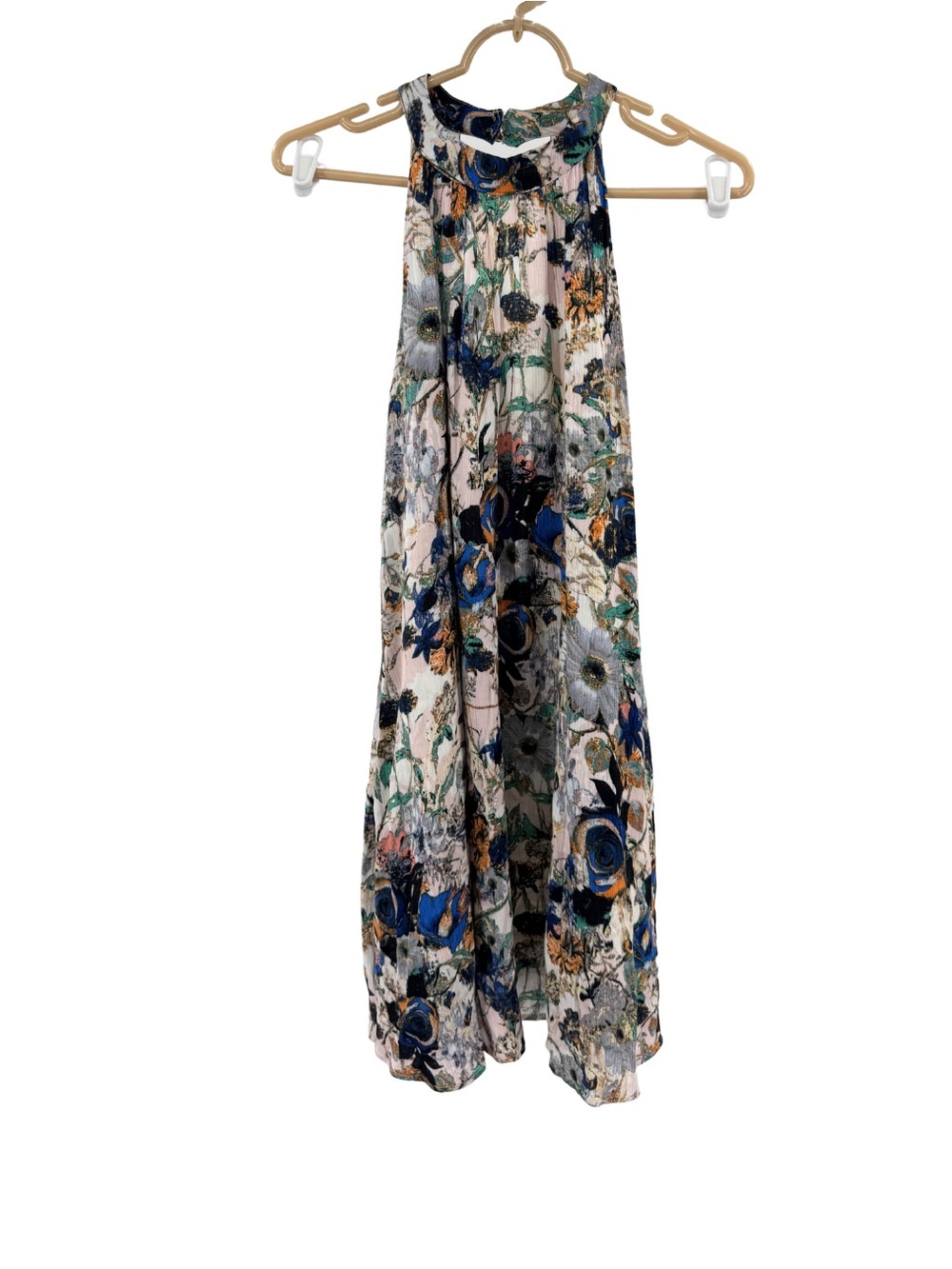 entro Multicolor Abstract Floral Print Dress halter M spring layering summer